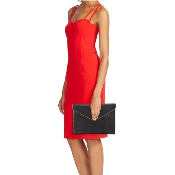 REBECCA MINKOFF WOMEN’S ZIPPER LEATHER ENVELOPE LEO CLUTCH PURSE BLACK - Picture 7 of 7